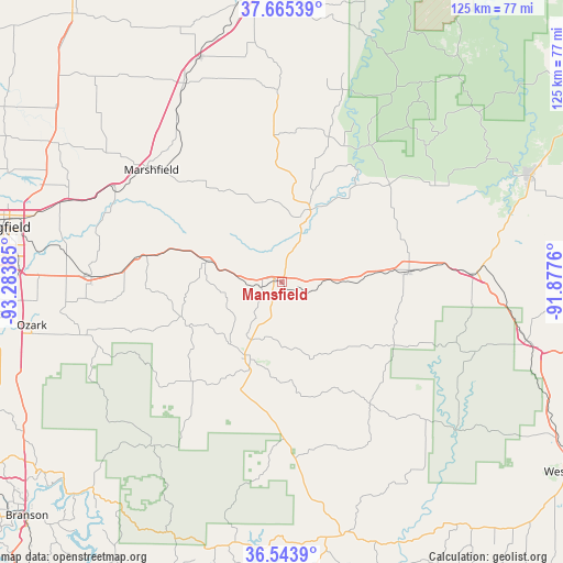 Mansfield on map