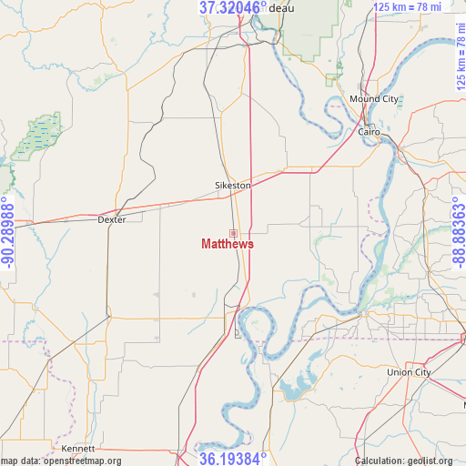 Matthews on map