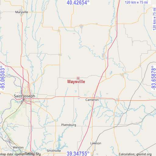 Maysville on map