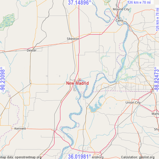 New Madrid on map