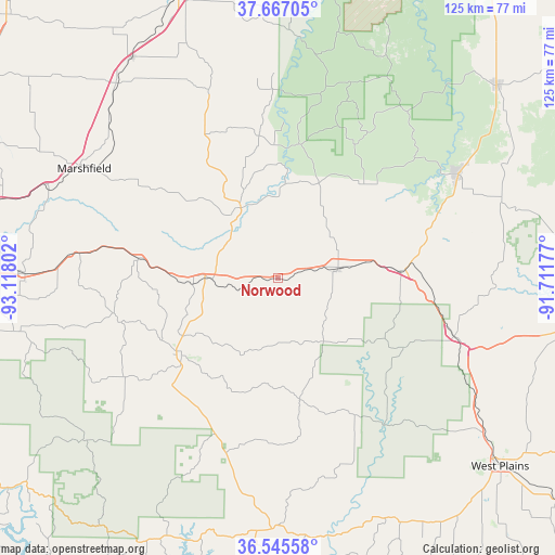 Norwood on map