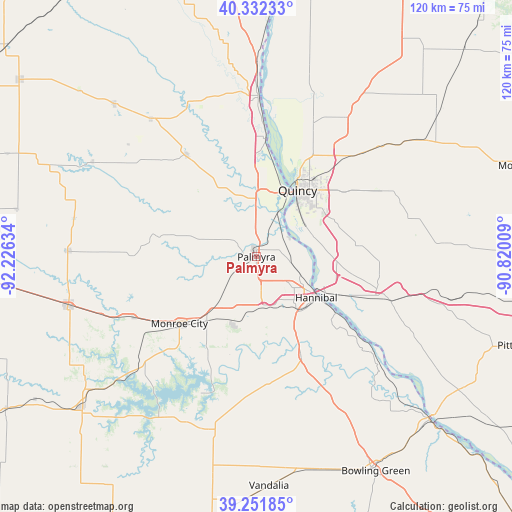 Palmyra on map