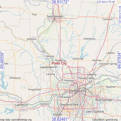 Platte City on map