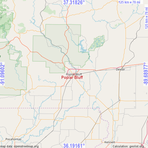 Poplar Bluff on map