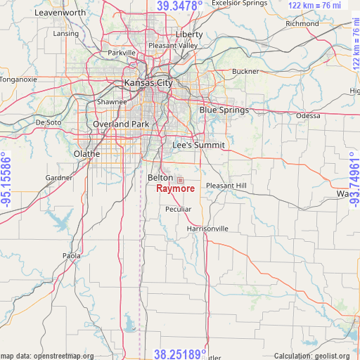 Raymore on map