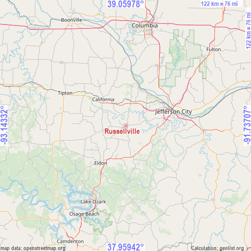 Russellville on map