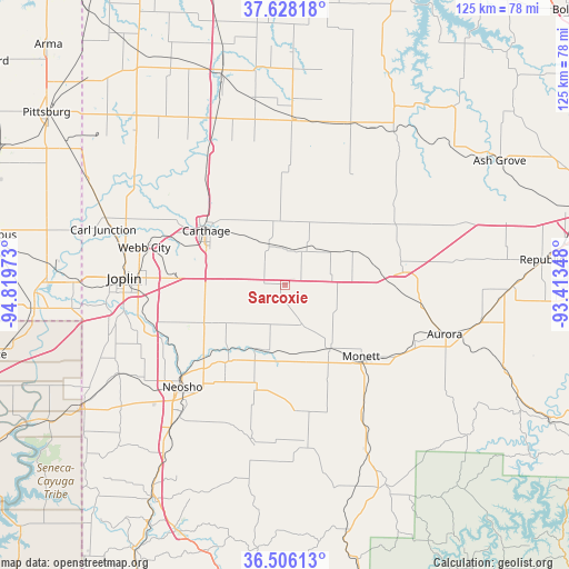 Sarcoxie on map