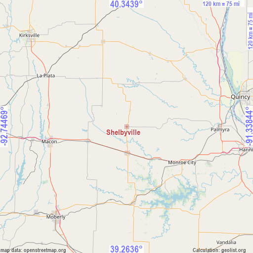 Shelbyville on map