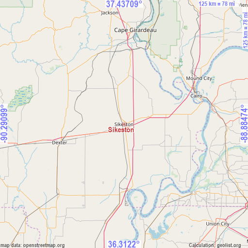 Sikeston on map