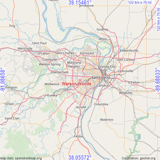 Warson Woods on map