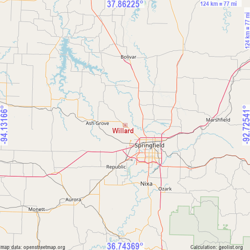 Willard on map