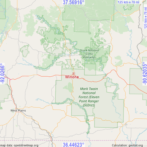 Winona on map