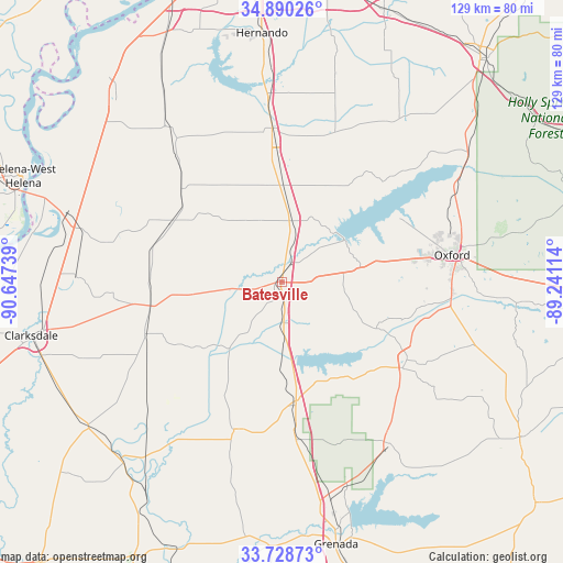 Batesville on map