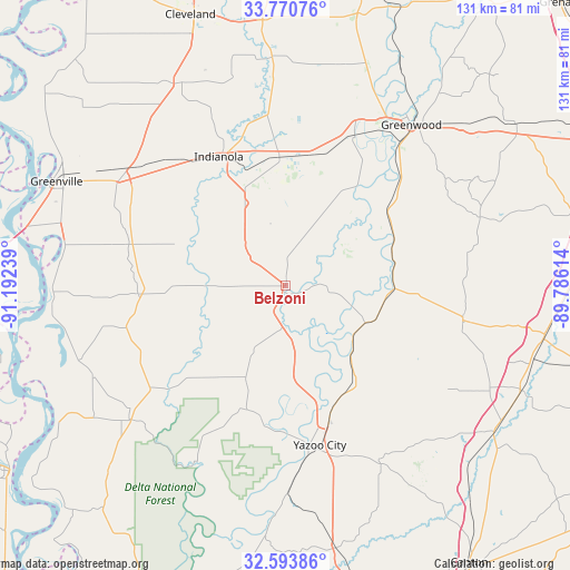 Belzoni on map