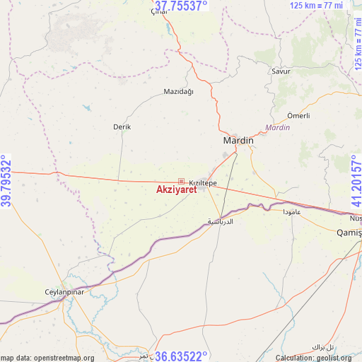 Akziyaret on map