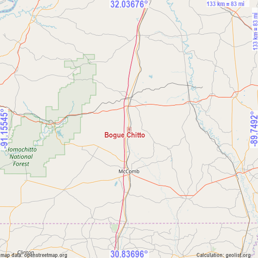 Bogue Chitto on map