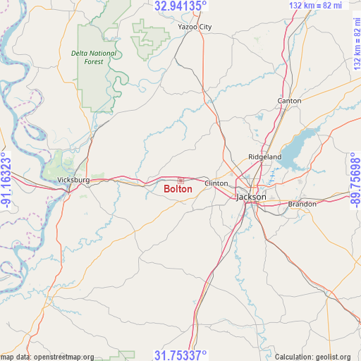 Bolton on map