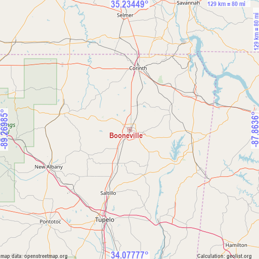 Booneville on map