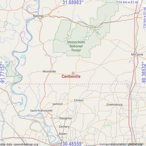 Centreville on map