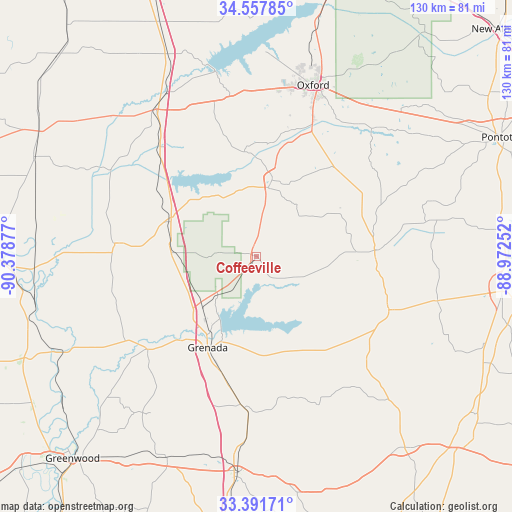 Coffeeville on map