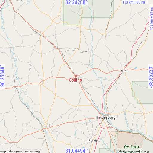 Collins on map