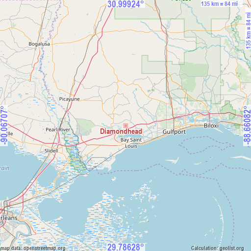 Diamondhead on map