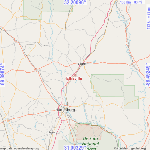 Ellisville on map