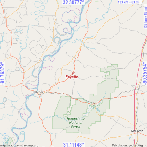 Fayette on map