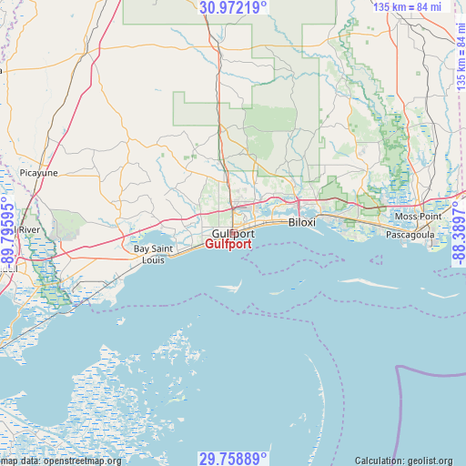 Gulfport on map