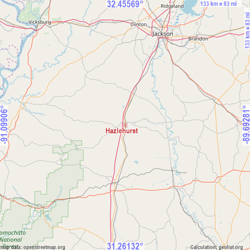 Hazlehurst on map