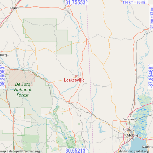 Leakesville on map