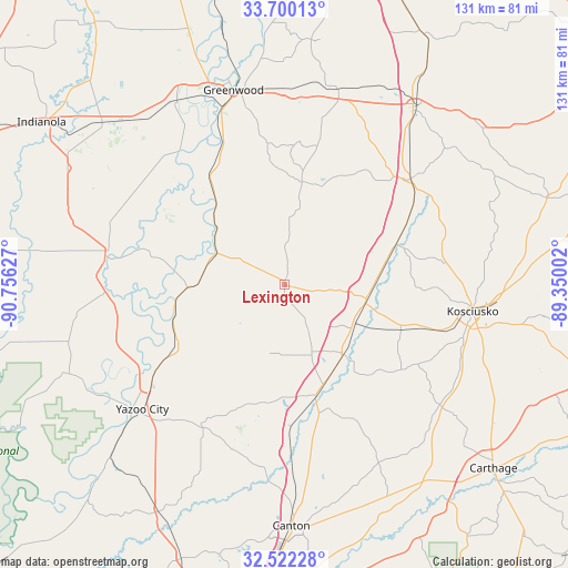 Lexington on map