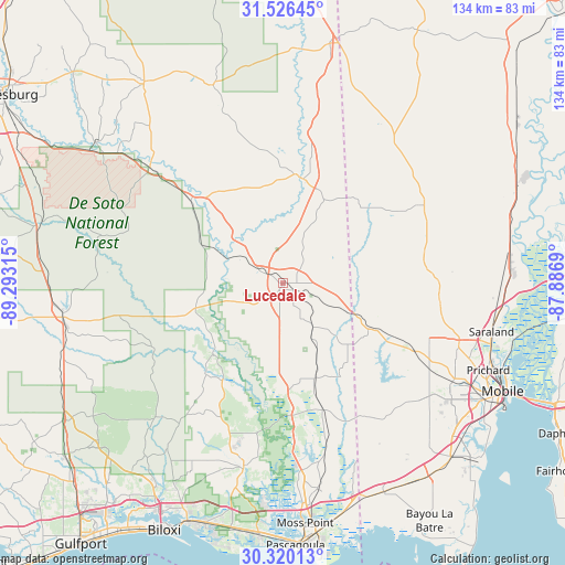 Lucedale on map