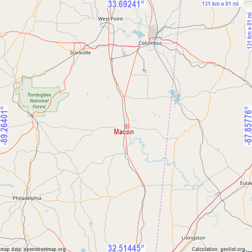 Macon on map