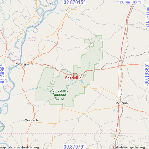 Meadville on map