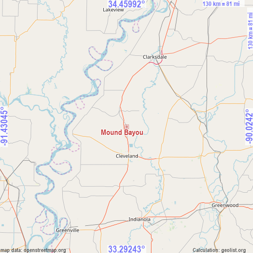 Mound Bayou on map