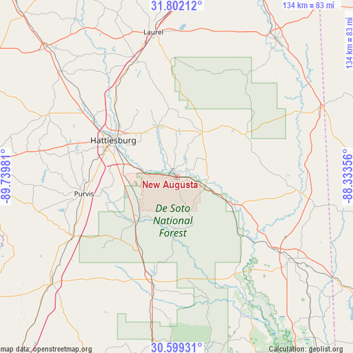 New Augusta on map