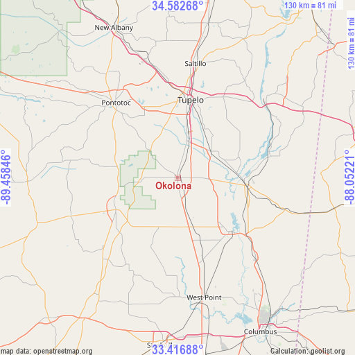 Okolona on map