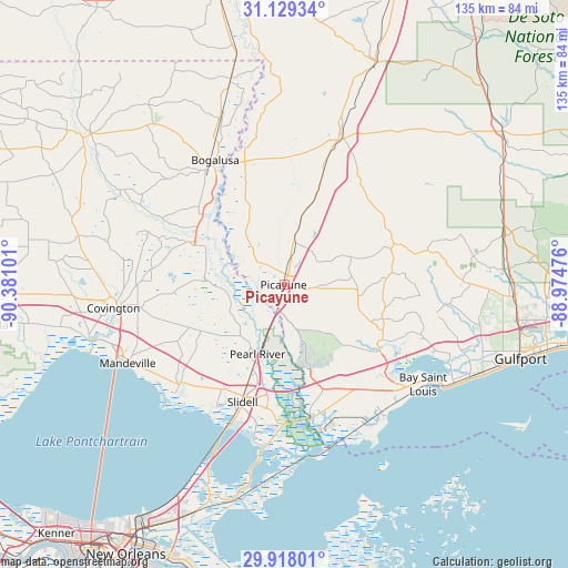 Picayune on map