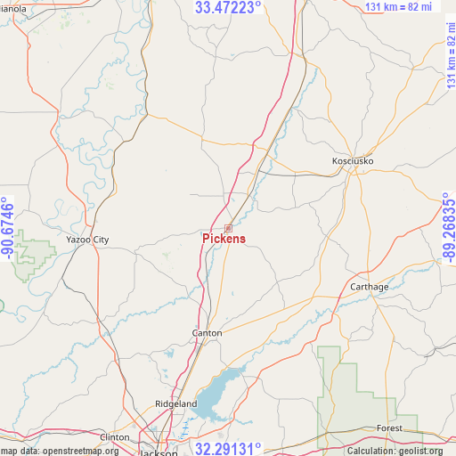 Pickens on map