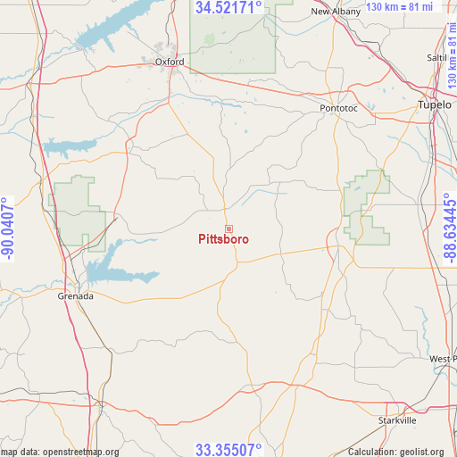 Pittsboro on map