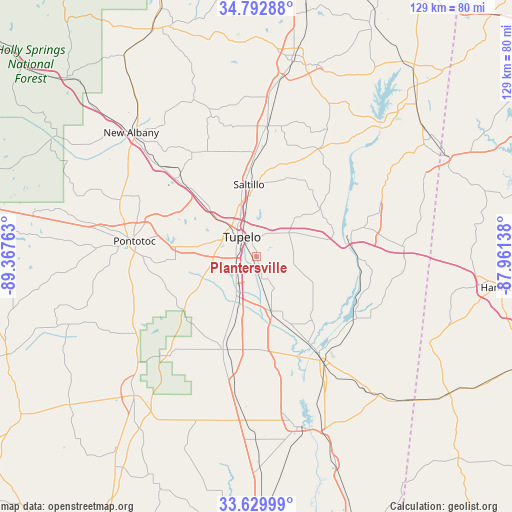 Plantersville on map