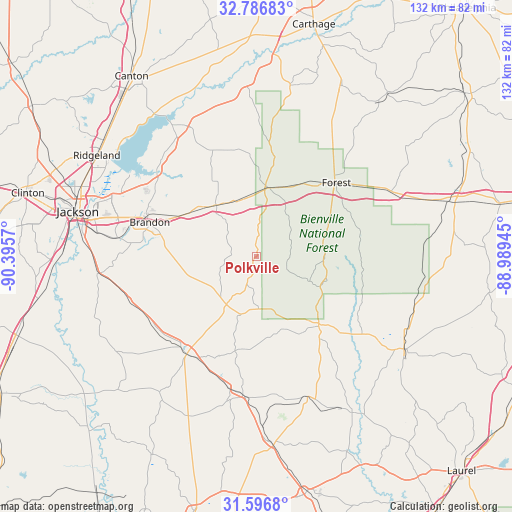 Polkville on map