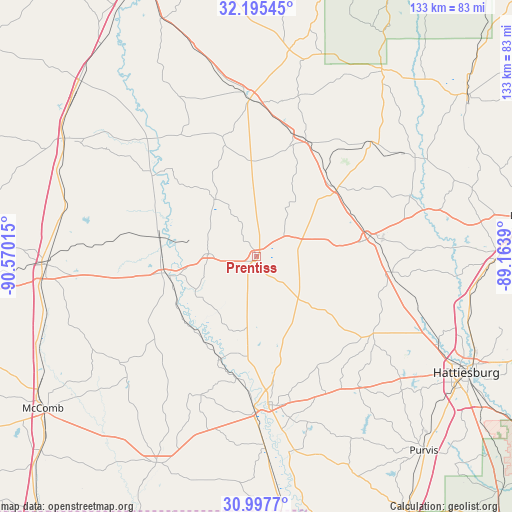 Prentiss on map