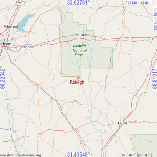 Raleigh on map