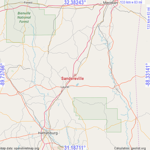 Sandersville on map