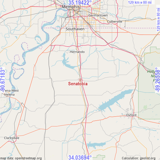 Senatobia on map