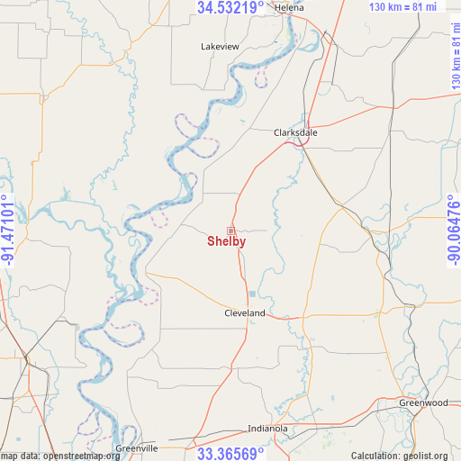 Shelby on map