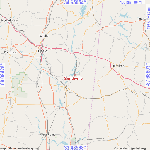 Smithville on map