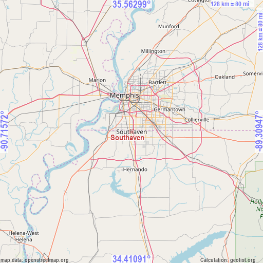 Southaven on map